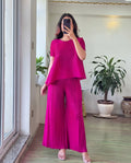 Keen - Bold Fuchsia Pleated Co Ord Set With Pants