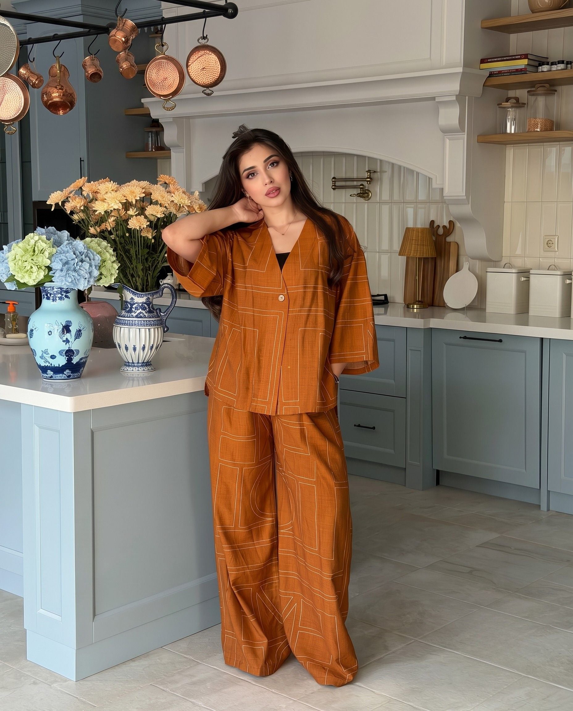 Bex - Cinnamon Brown Abstract Print Co-Ord