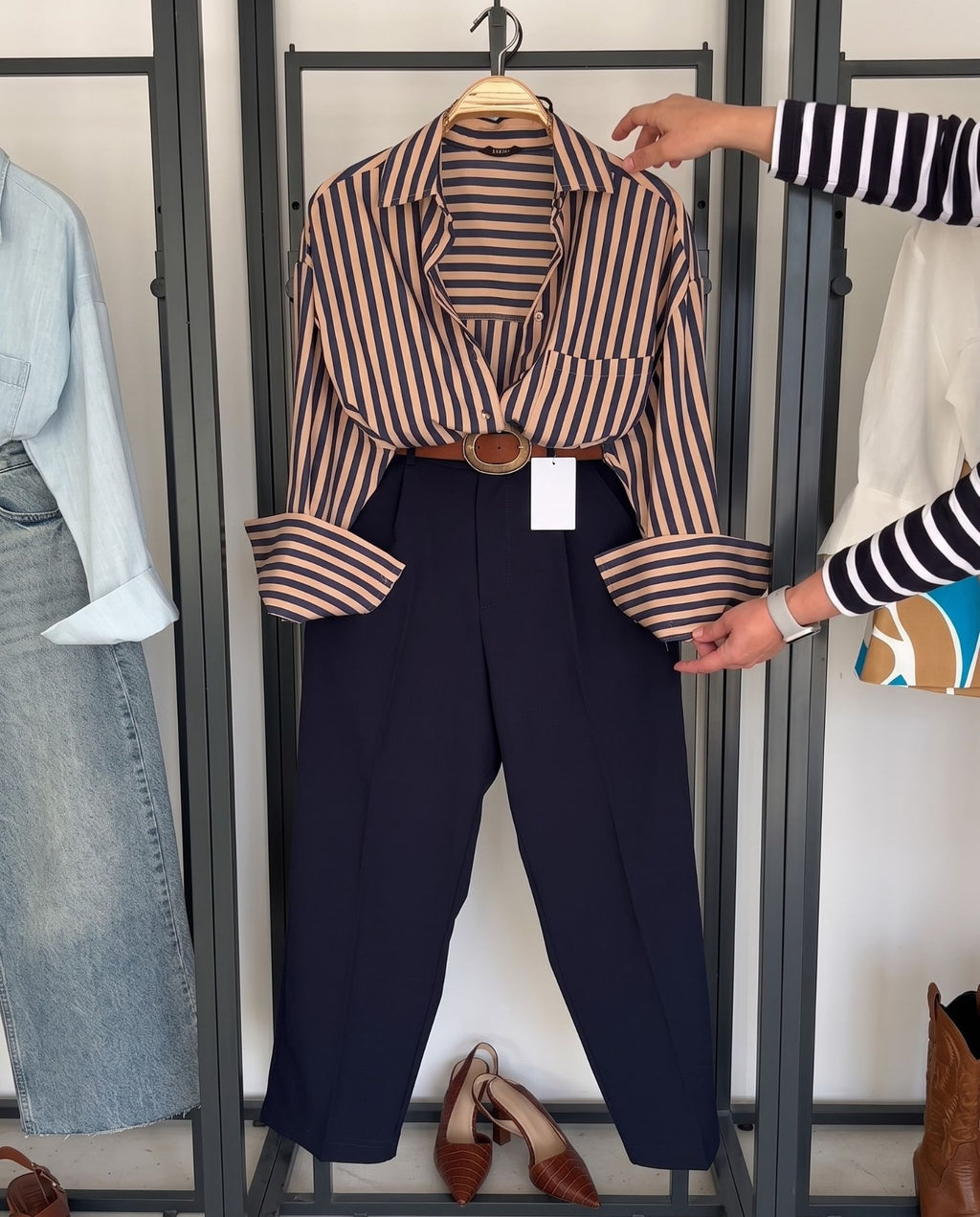 Dax - Blush Stripe Tailored Cuff Co Ord Set